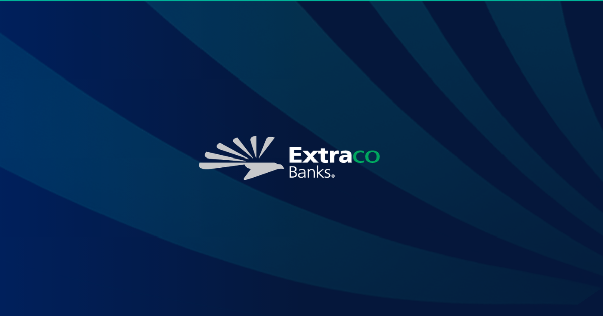 Extraco Banks logo with a blue background